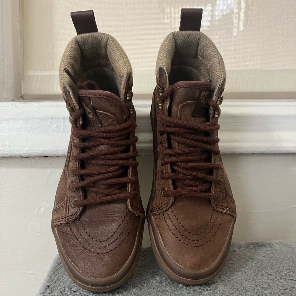 Vans Sk8 Hi Brown Leather Shoes Size 6.5